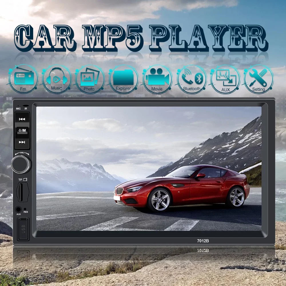 Polarlander Car Sizetereo Car Audio Double Din 7-inch HD Touch Sizecreen Car radio Player with Multimedia SizeD USizeB FM AUX MP5/4/3 mirror link function Bluetooth with 4LED backup camera