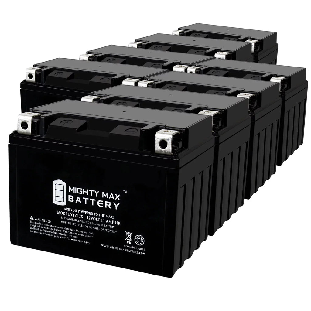 YTZ12Size 12V 11Ah Replacement Battery compatible with Yamaha 5SizeE-H2100-01-00 - 8 Pack