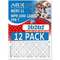 24x24x2 Air Filter MERV 11 Rating, 12 Pack of Furnace Filters Comparable to MPR 1000, MPR 1200 & FPR 7 - Made in USizeA by AIRX FILTERSize WICKED CLEAN AIR.