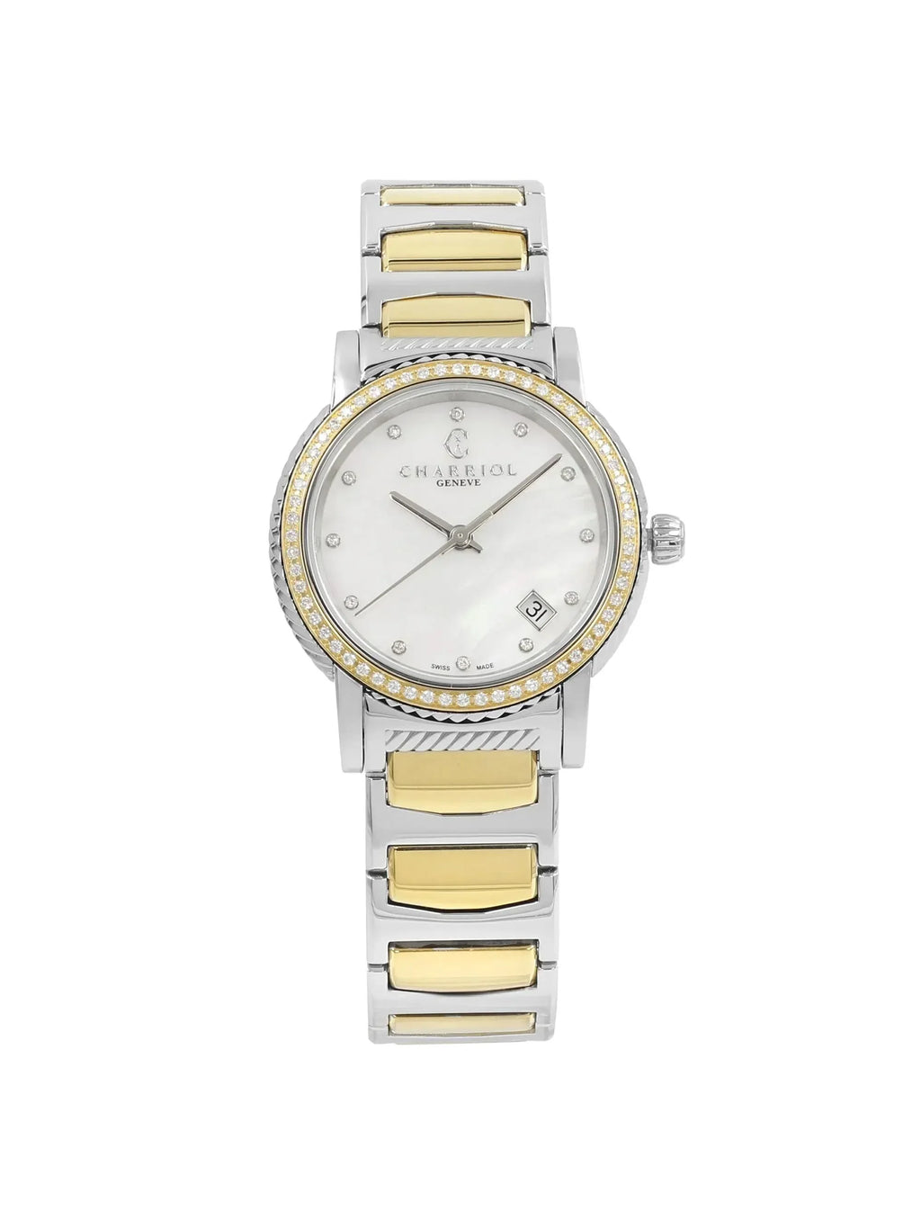New with defects Charriol Parisii 0.40cttw Quartz Ladies Watch P33SizeY2D.921.001