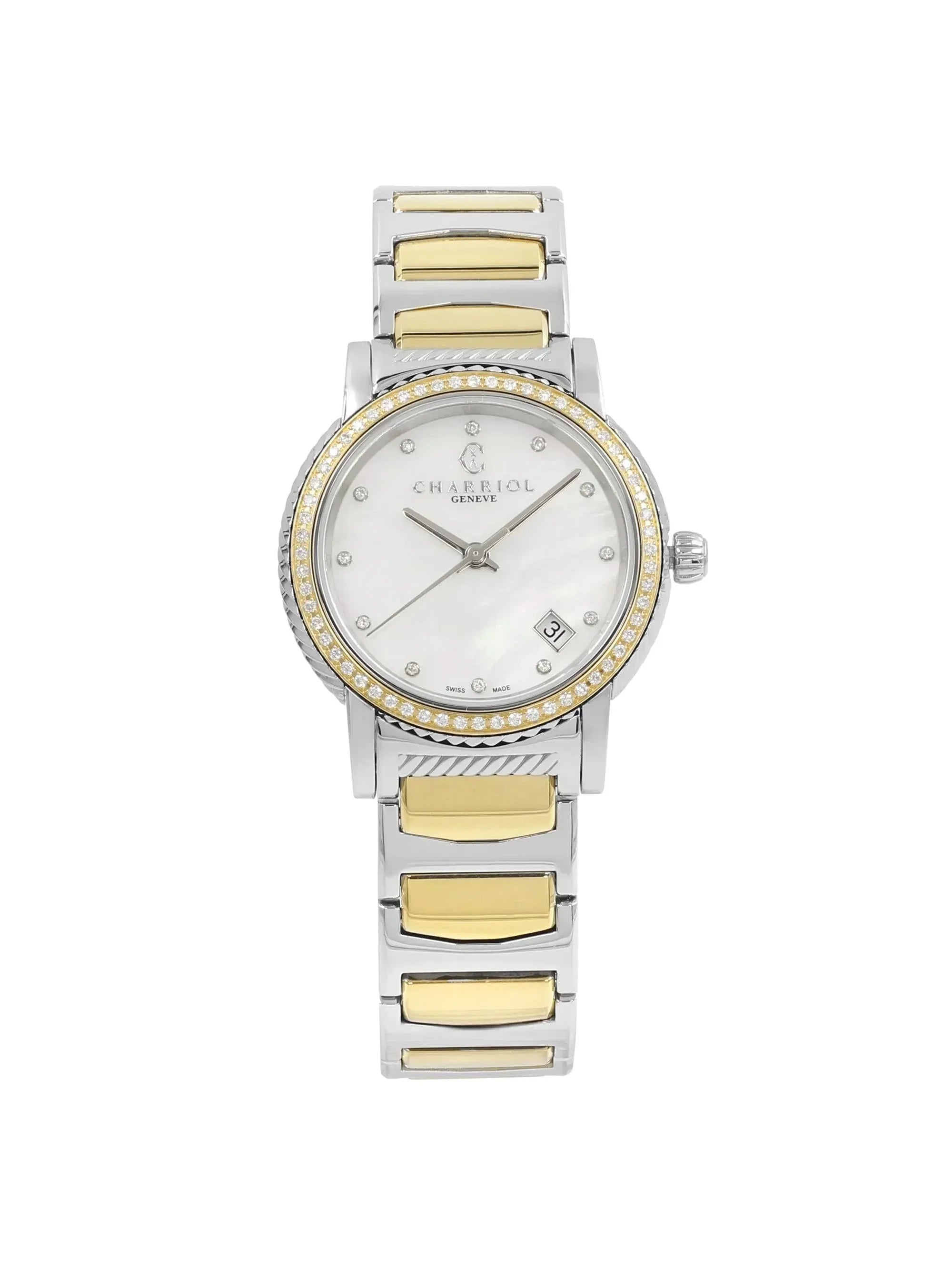 New with defects Charriol Parisii 0.40cttw Quartz Ladies Watch P33SizeY2D.921.001