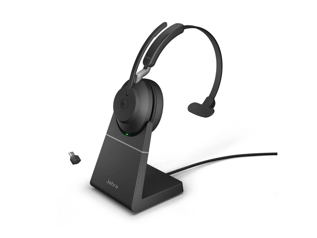 Jabra Evolve2 65 USizeB-C MSize Mono with Charging Sizetand - Black Wireless Headset / Music Headphones