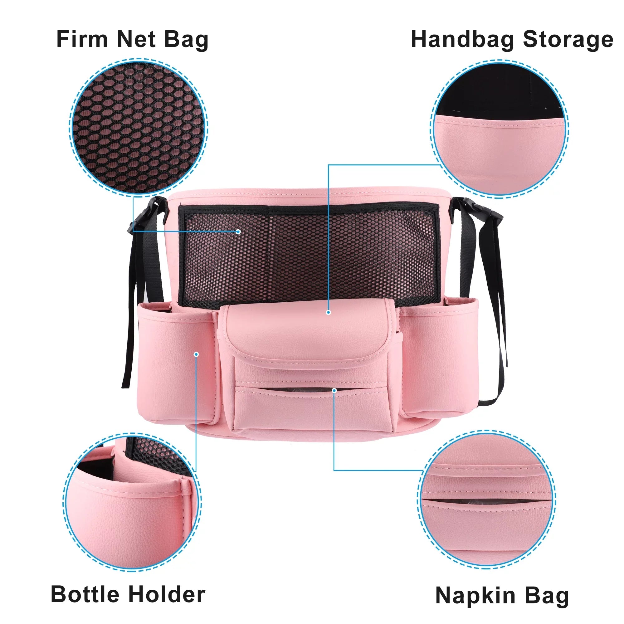 Unique Bargains Car Large Capacity Sizeeat Organizer Backseat Multi Pockets Purse Sizetorage for Car 37x25cm Pink