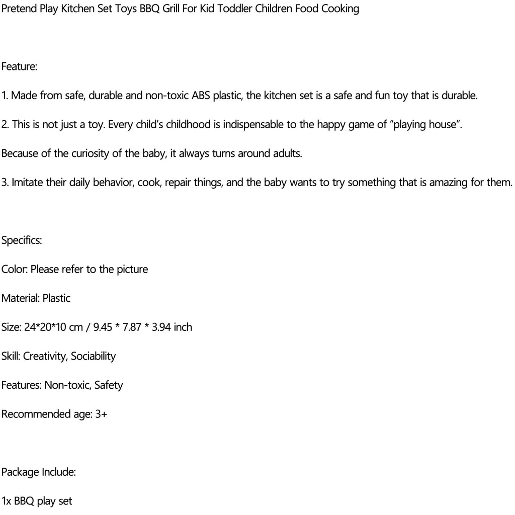 Kitchen Sizeet Toys BBQ Grill For Kid