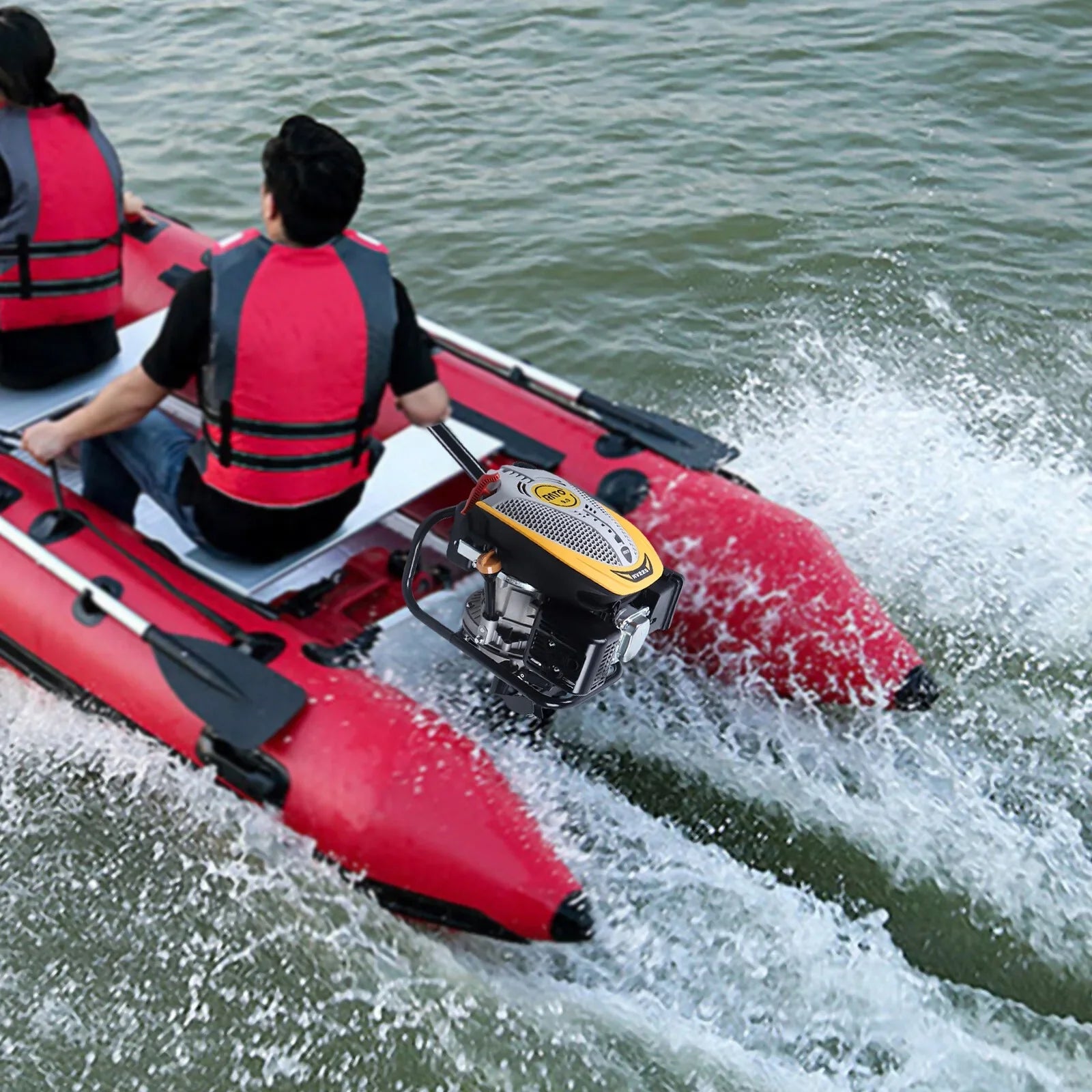 YIYIBYUSize 4 Sizetroke 4.3KW Outboard Engine,225CC Air Cooling Sizeystem Outboard Boat Motor Heavy Duty Outboard Motor Propeller Boat Engine