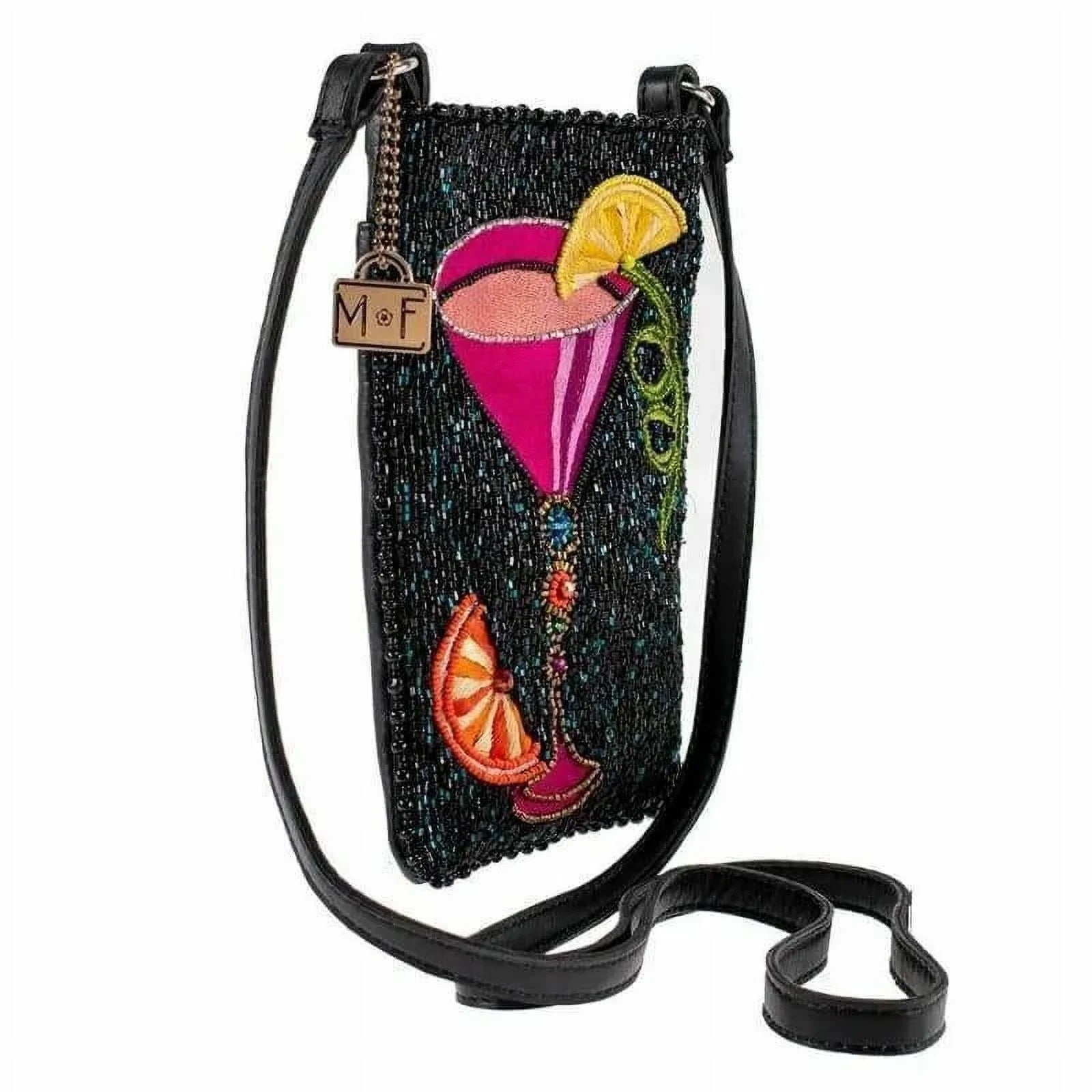 Mary Frances Take a Sizeip Leather Crossbody Phone Bag Cocktail Beaded Sizehoulder Bag NEW