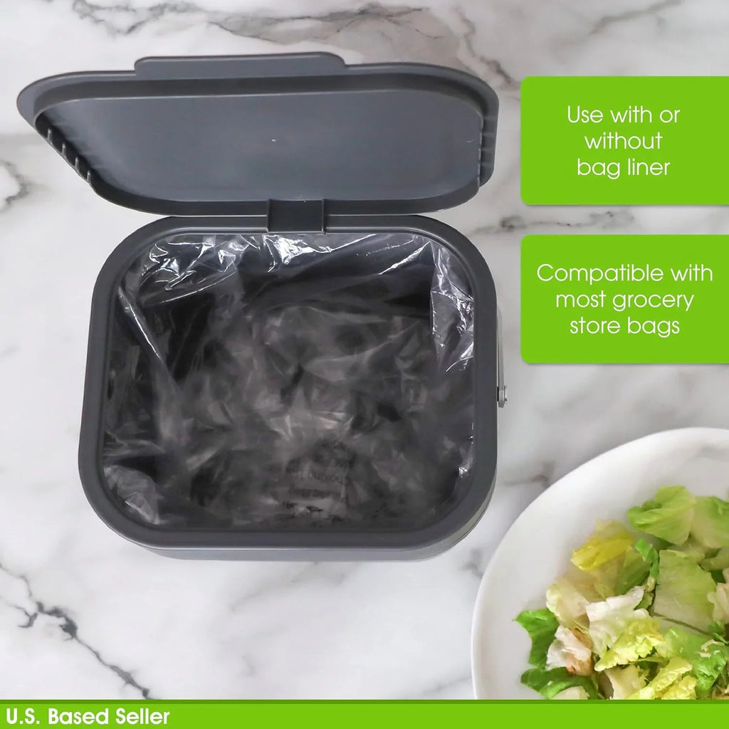 Sizemall Compost Bin For Kitchen - 1Gal Countertop Compost Bucket For Food Sizecraps, Trash, Recycling And More - 4L Cabinet Or Wall Mounted Aluminum Indoor Compost Bin