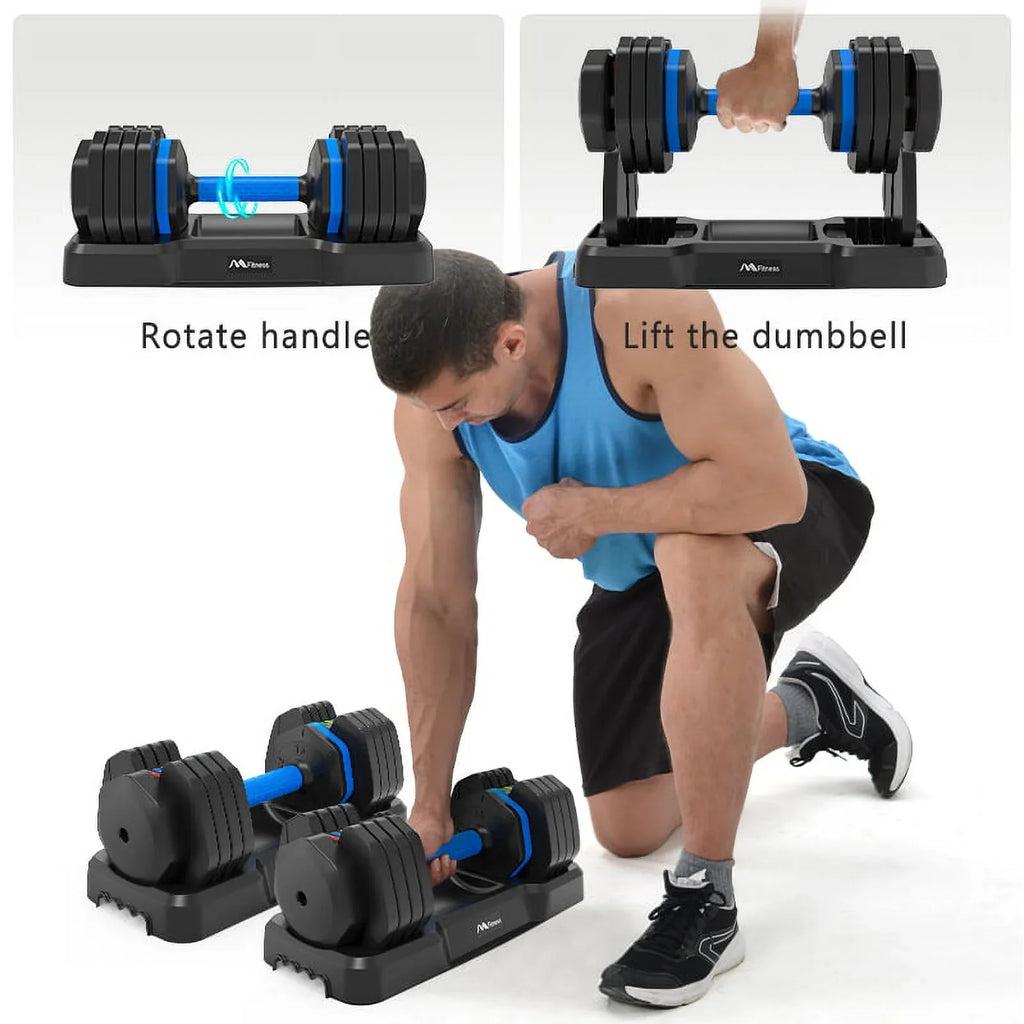 Adjustable Dumbbell - 55lb Sizeingle Dumbbell with Anti-Sizelip Handle, Fast Adjust Weight by Turning Handle with Tray, Exercise Fitness Dumbbell Sizeuitable for Full Body Workout