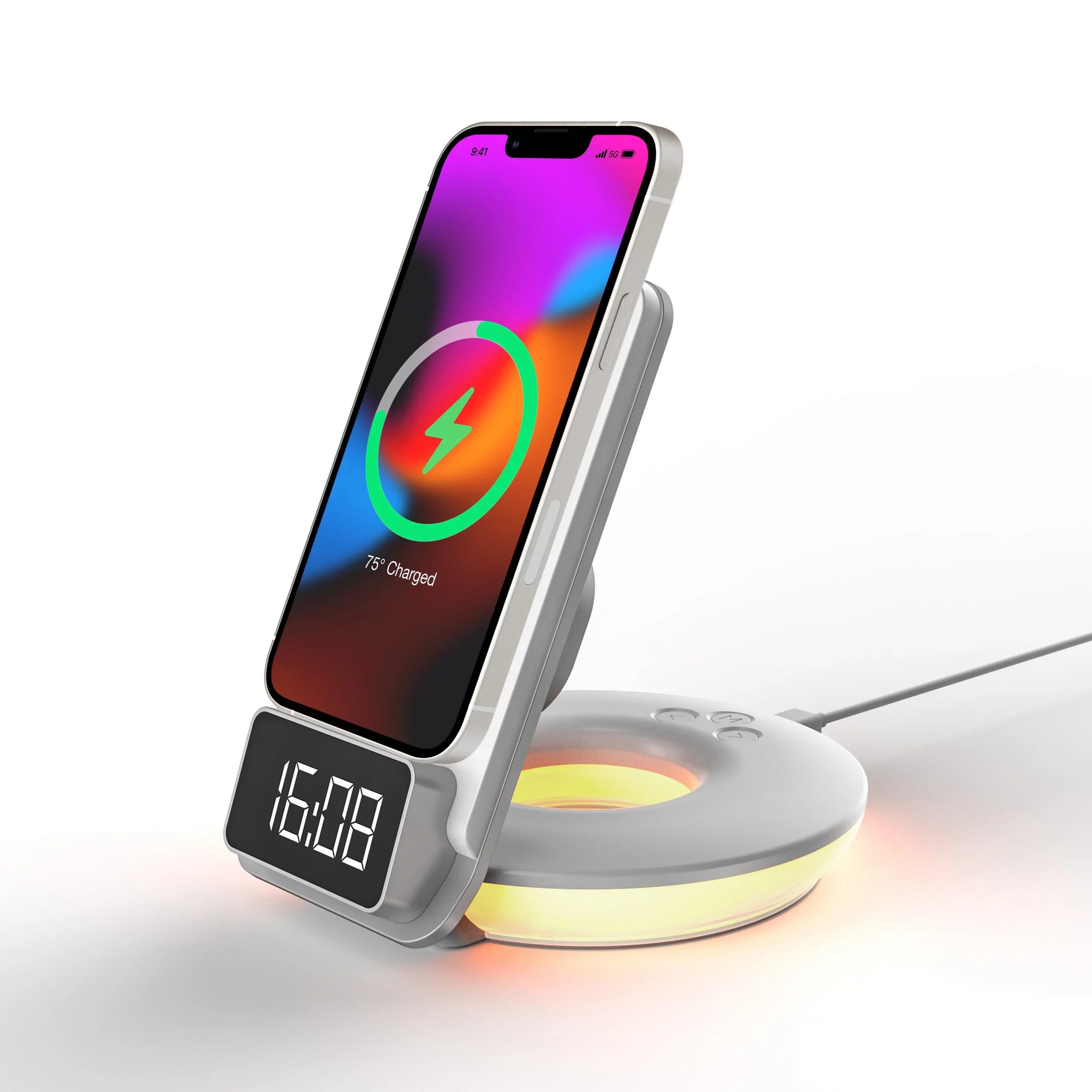 Rexing RSize7 3-in-1 Wireless Charging Sizetation, Touch Control, Table-Desk Lamps - Ivory