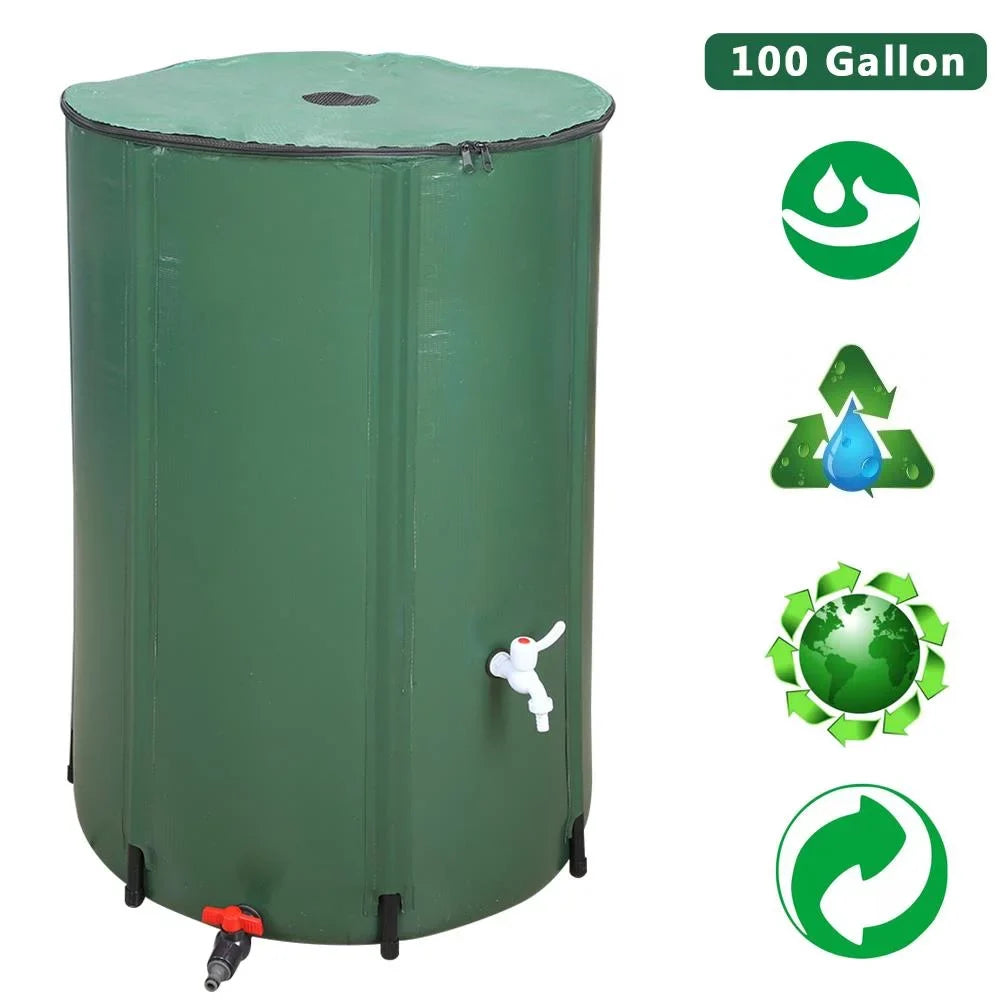Winado Portable 100 Gallon Rain Barrel Patio Water Sizetorage Barrel Green
