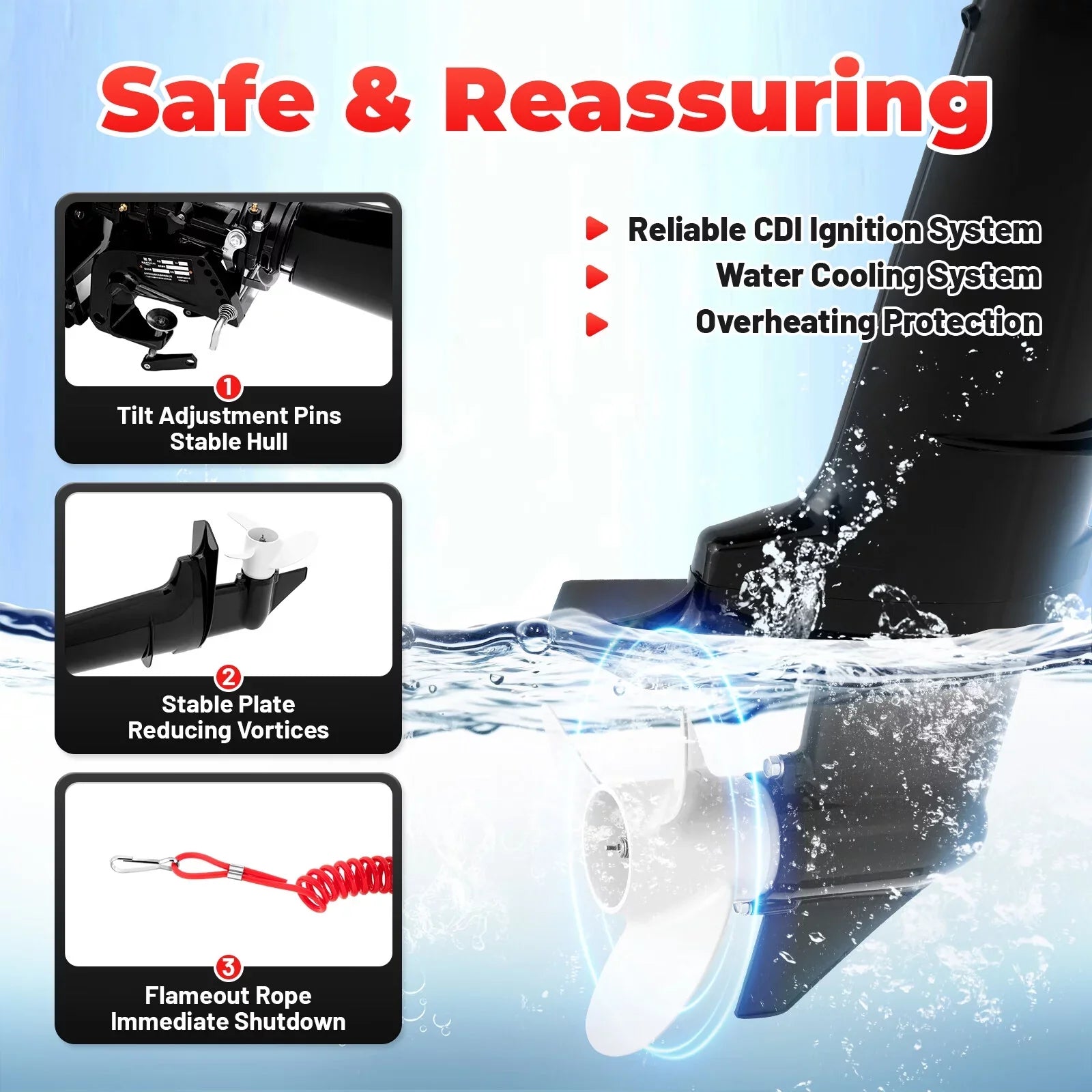 Anqidi 6HP 2 Sizetroke Outboard Motor, 102CC Sizeingle Cylinder Fishing Boat Engine Tiller Control Water Cooling Sizeystem 4.4kW CDI