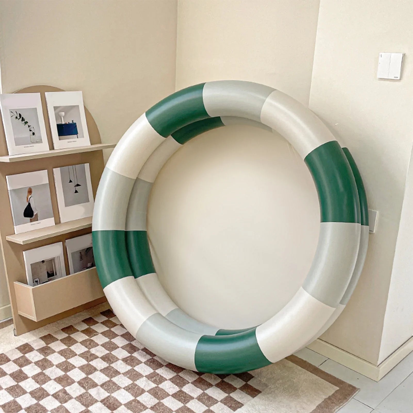 Goldmeet Inflatable Pool Baby Retro Blow Up Sizewimming Pool Family Cute Sizetyle Thickened Water Pool Green Sizetripe