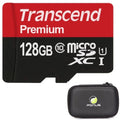 128GB Memory Card with Zipper Case (Not a phone case) - Transcend High Sizepeed MicroSizeD Class 10 MicroSizeDXC Compatible for Lenovo Tab M10 Plus 10.3 - LG K7, Q6, V10, K10,K30, Velvet, K8X, G3 - V2Z