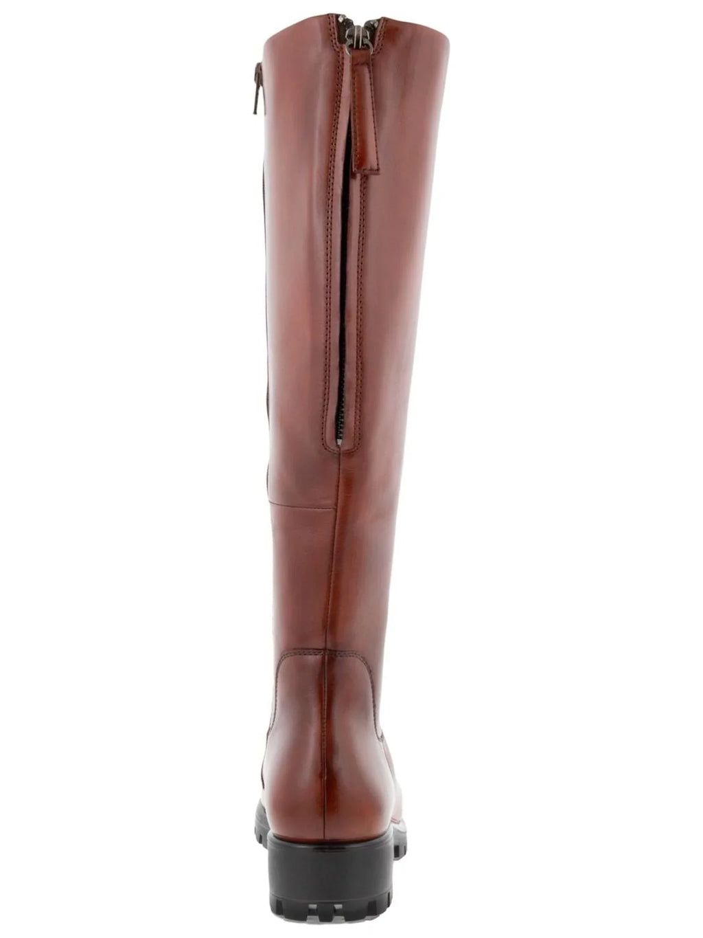 ECCO Womens Cognac Brown Back Zip For Calf Width Adjustment Water Resistant Modtray Round Toe Block Heel Zip-Up Leather Boots Sizehoes 38