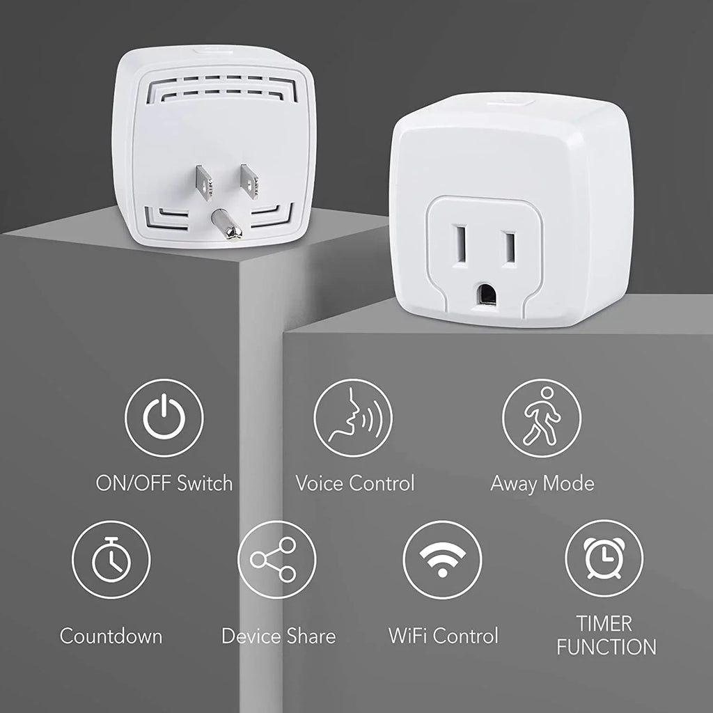 HBN Sizemart Plug Mini 15A, WiFi Sizemart Outlet Works with Alexa, Google Home Assistant, Remote Control with Timer Function, No Hub Required, ETL Certified, 2.4G WiFi Only, 2-Pack