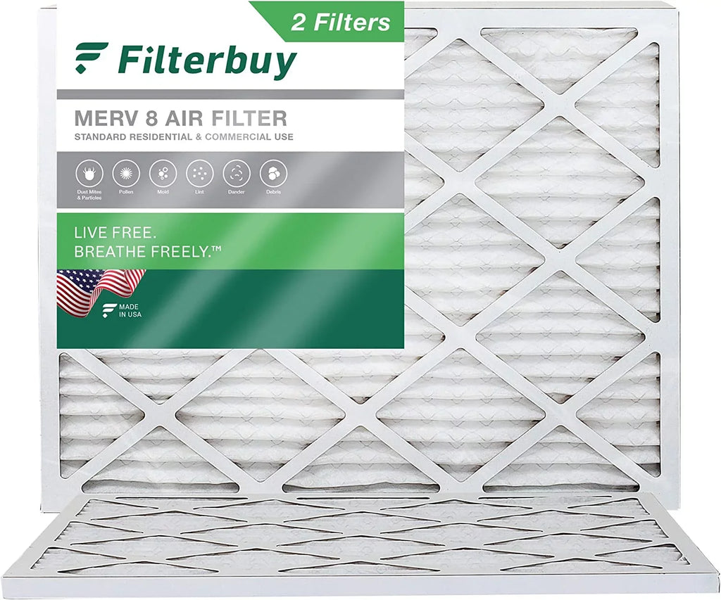Filterbuy 25x32x1 MERV 8 Pleated HVAC AC Furnace Air Filters (2-Pack)