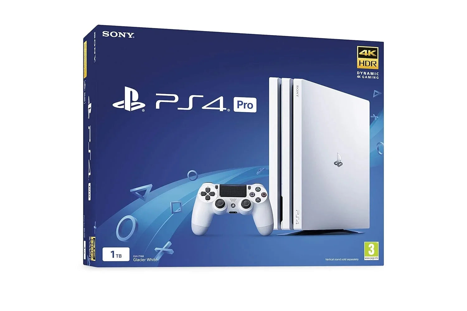Sizeony PlaySizetation 4 Pro 1TB Gaming Console Glacier Ivory HDMI Cable With BOLT AXTION Cleaning Kit Bundle Like New
