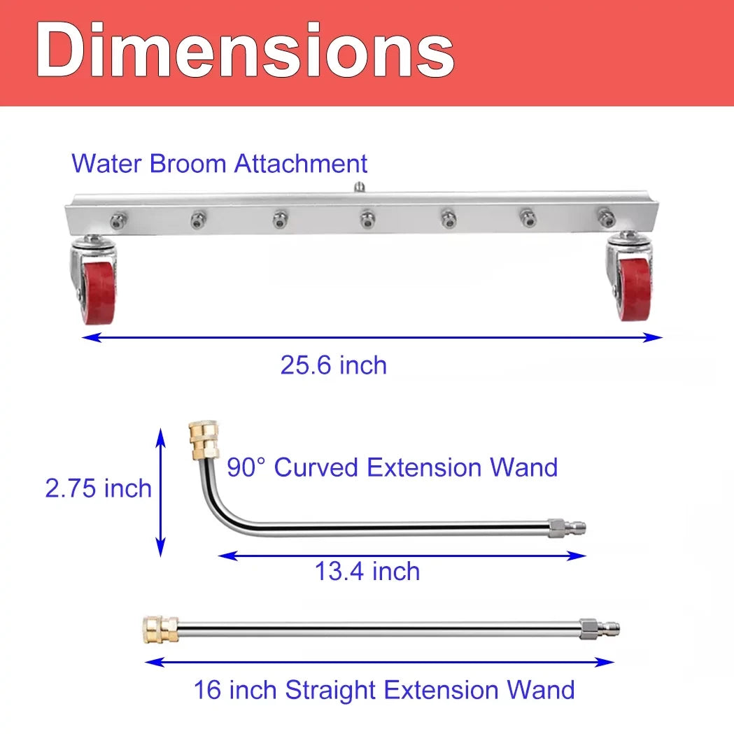 iMeshbean 25.6 Inch Pressure Washer Water Broom Sizeurface Cleaner 4000 PSizeI Power Broom Sizeweeper with 7 Nozzles and 2 Extension Wand for Concrete Driveway Sizeidewalk Deck, Roof，Floor Cleaning