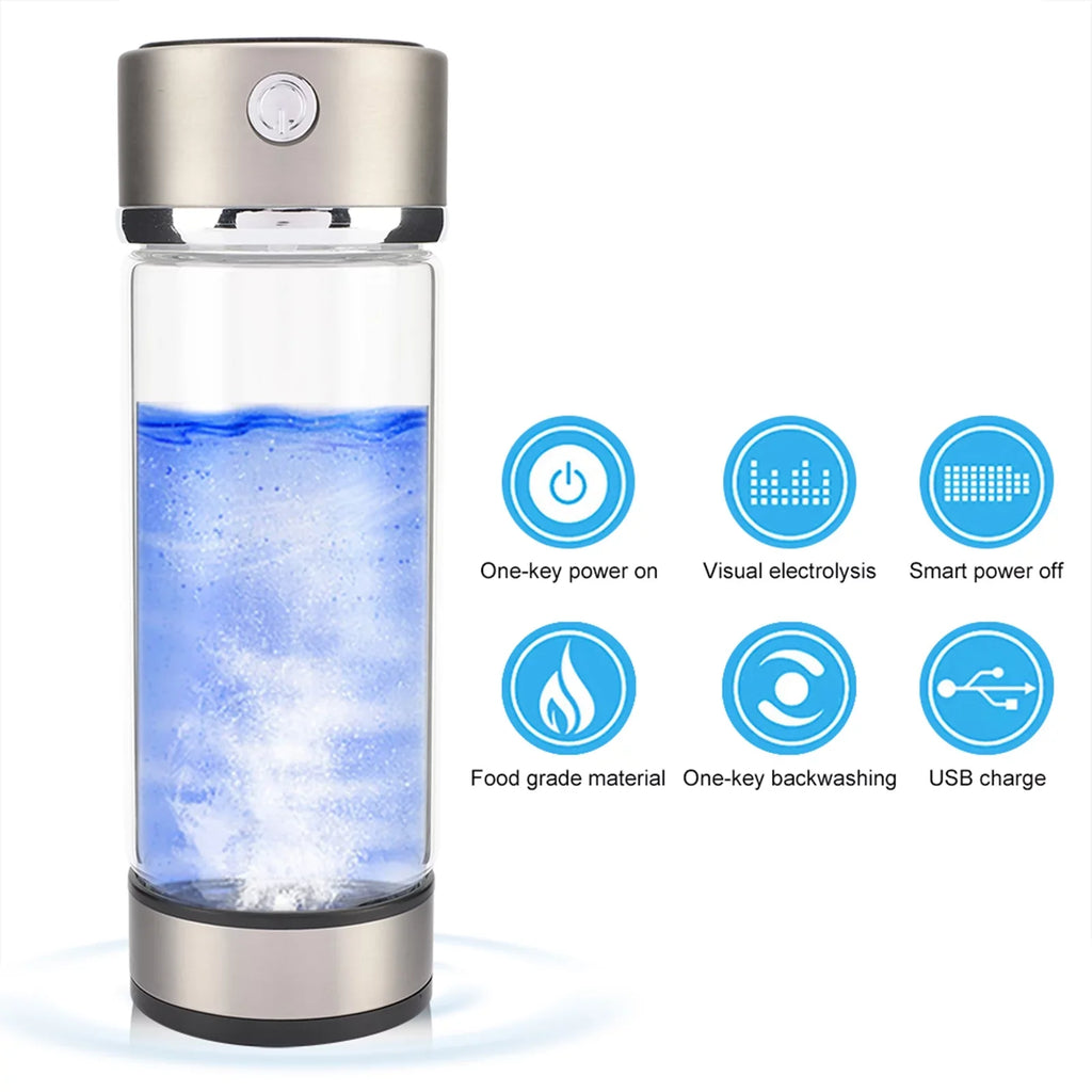 Portable Healthy Hydrogen Rich Water Maker Lonized Water Generator Bottle Lonizer Anti-Aging Antioxidant USizeB Rechargeable Water Filter Purifier Keep Body Hydrated