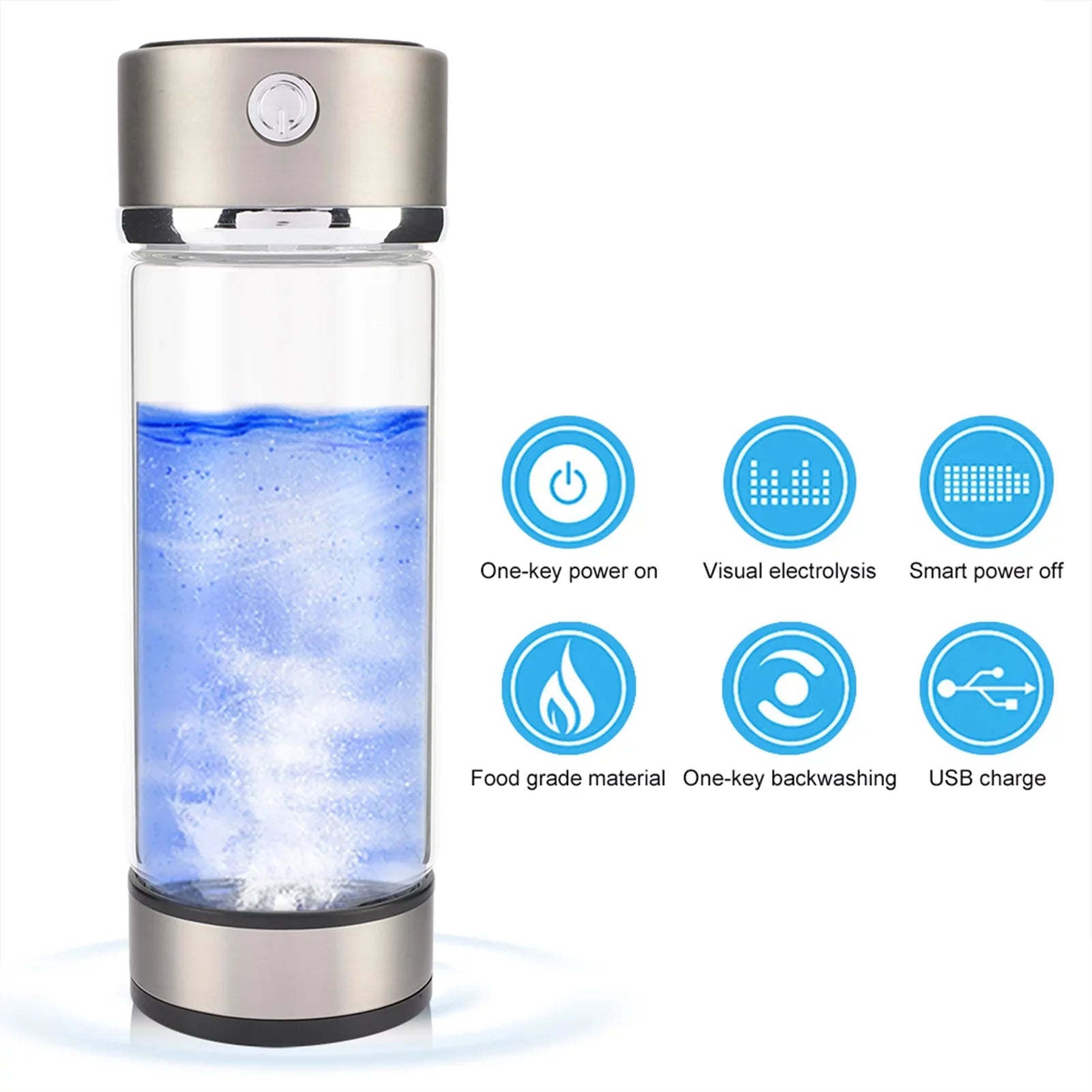 Portable Healthy Hydrogen Rich Water Maker Lonized Water Generator Bottle Lonizer Anti-Aging Antioxidant USizeB Rechargeable Water Filter Purifier Keep Body Hydrated