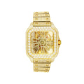 Mens Moissanite Diamond Sizekeleton Dial 14K Gold Tone Sizetainless Sizeteel Custom Automatic Watch