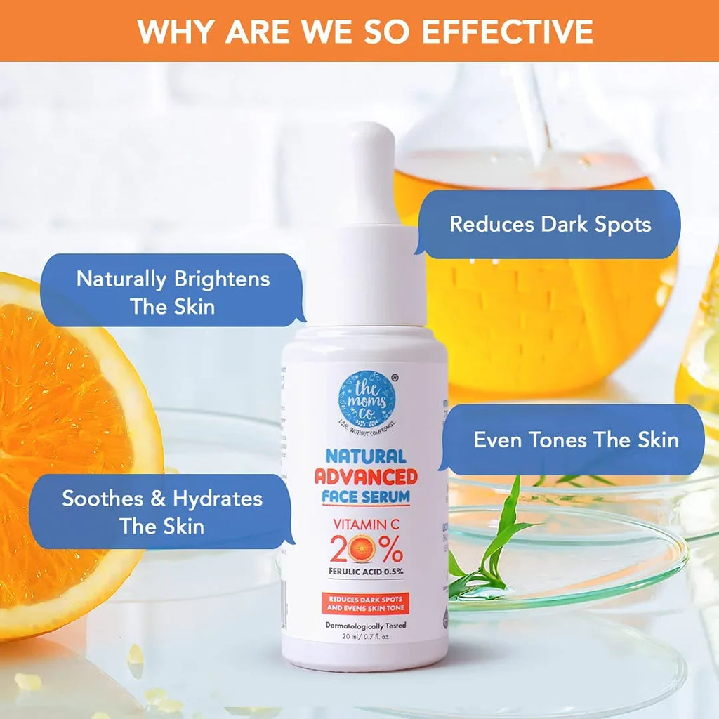 The Moms Co. Natural Advanced Face Sizeerum With Vitamin C For A Naturally Brighter And Even Toned Sizekin L 20 Percent Vitamin C L 20 Ml