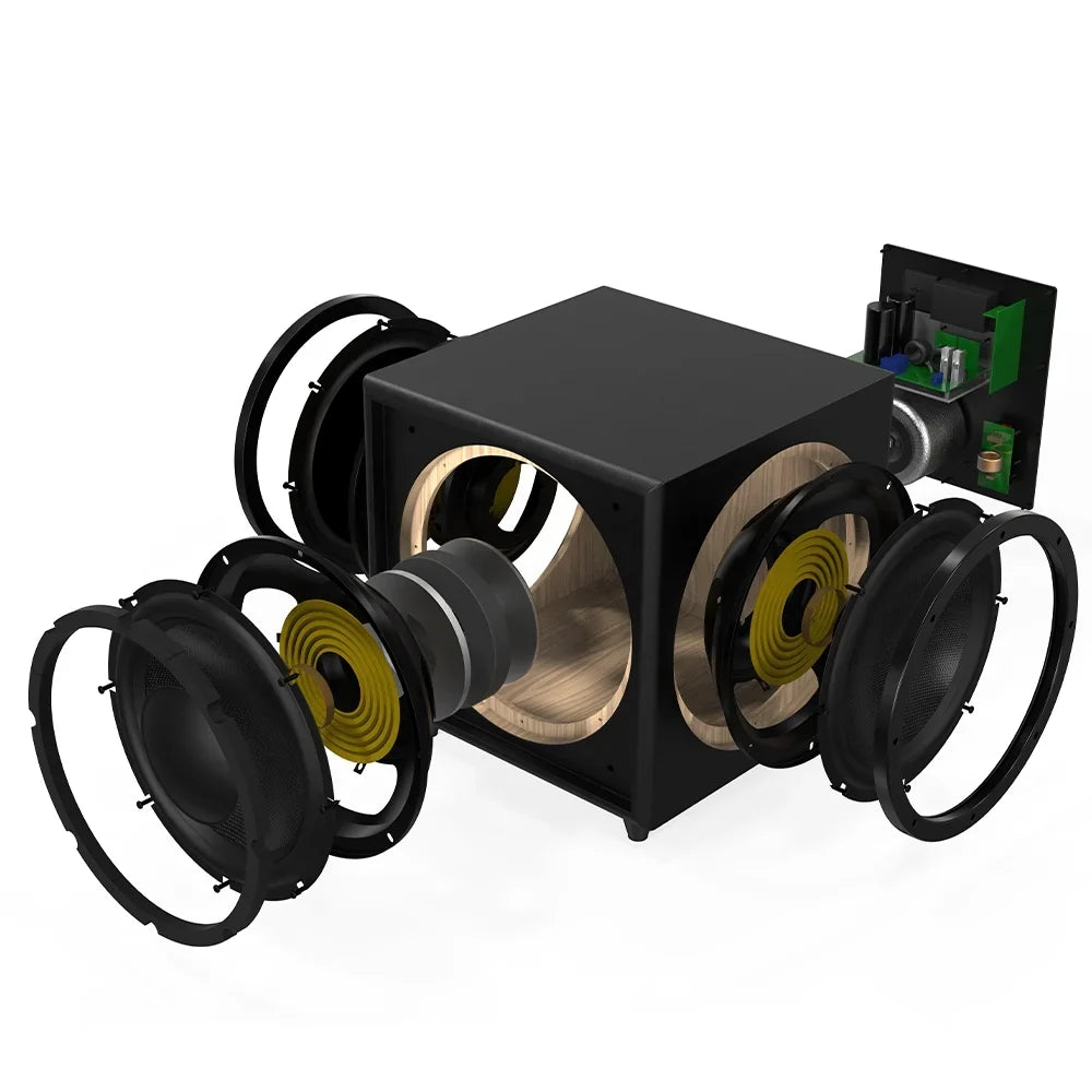 OSizeD Trevoce 12EQ Triple Driver Active Sizeubwoofer 500W, Native EQ 15Hz Bass Response, Faux Leather Finish