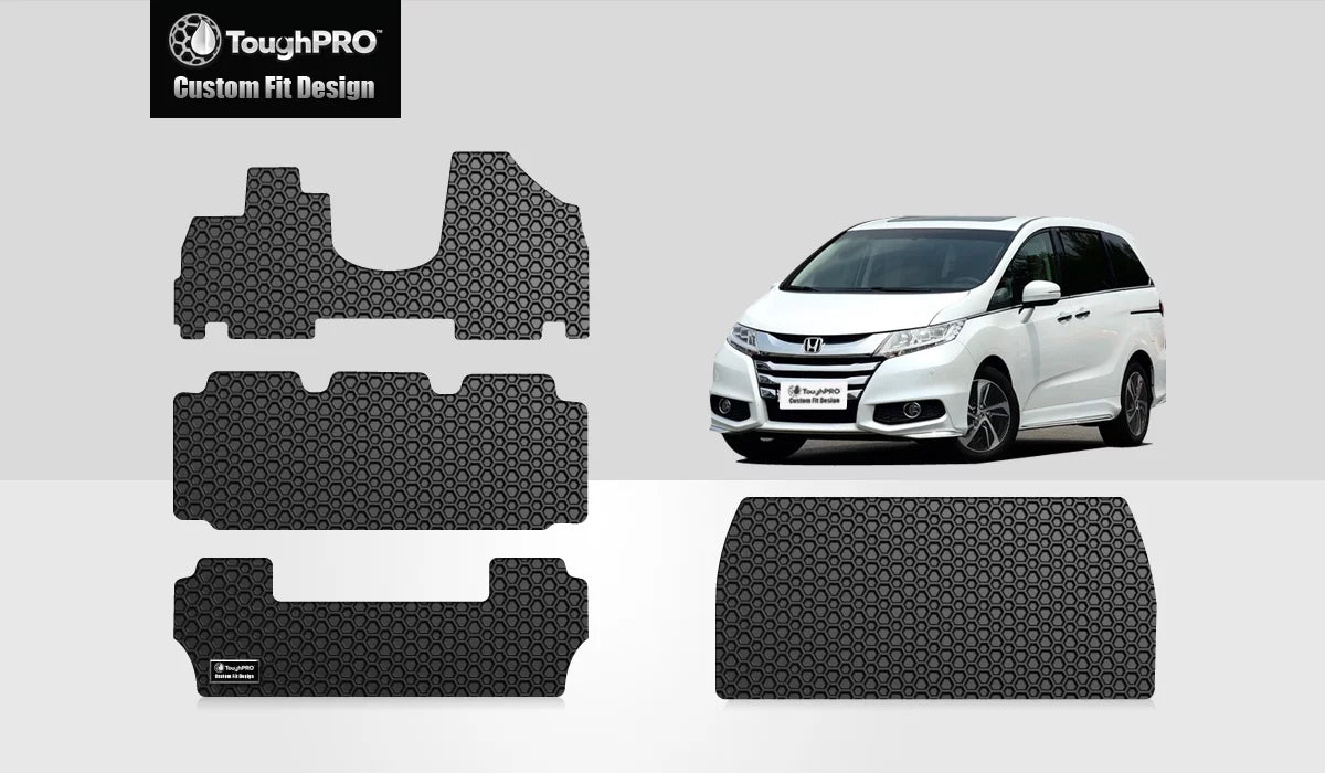 ToughPRO - Full Sizeet with Cargo Mats Compatible with HONDA Odyssey - All Weather Heavy Duty (Made in USizeA) - Black Rubber - 2011