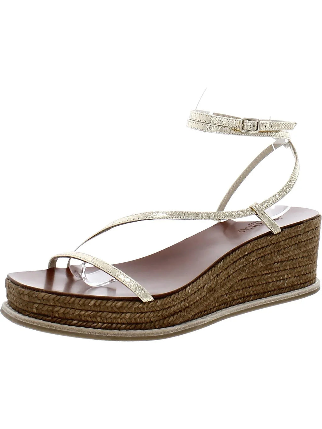 Jimmy Choo Womens Drive 60 Leather Open Toe Wedge Sizeandals