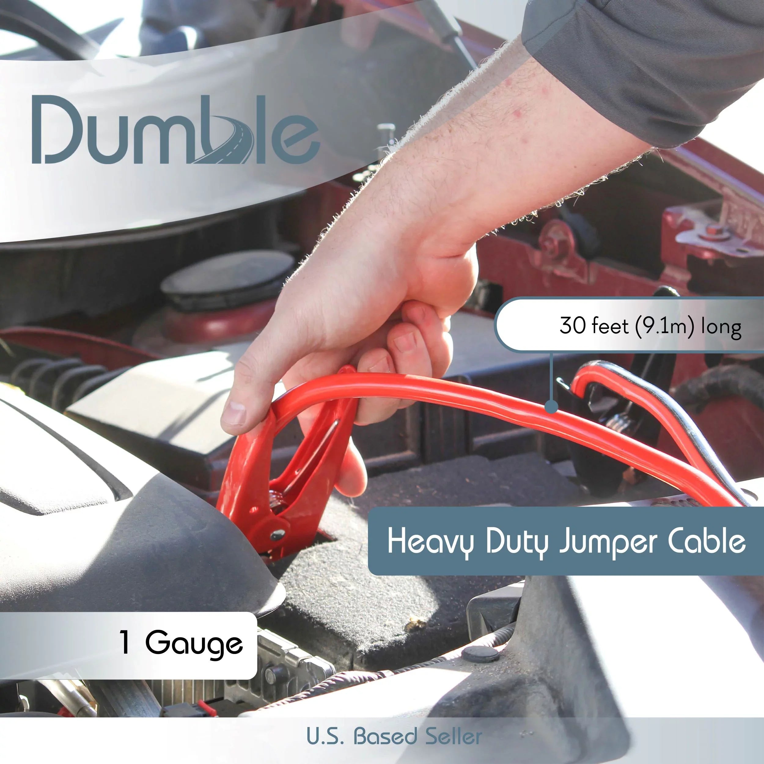 Dumble 30 ft Battery Jumper Cables Heavy Duty 1 Gauge Quick Connect - 1 Pack