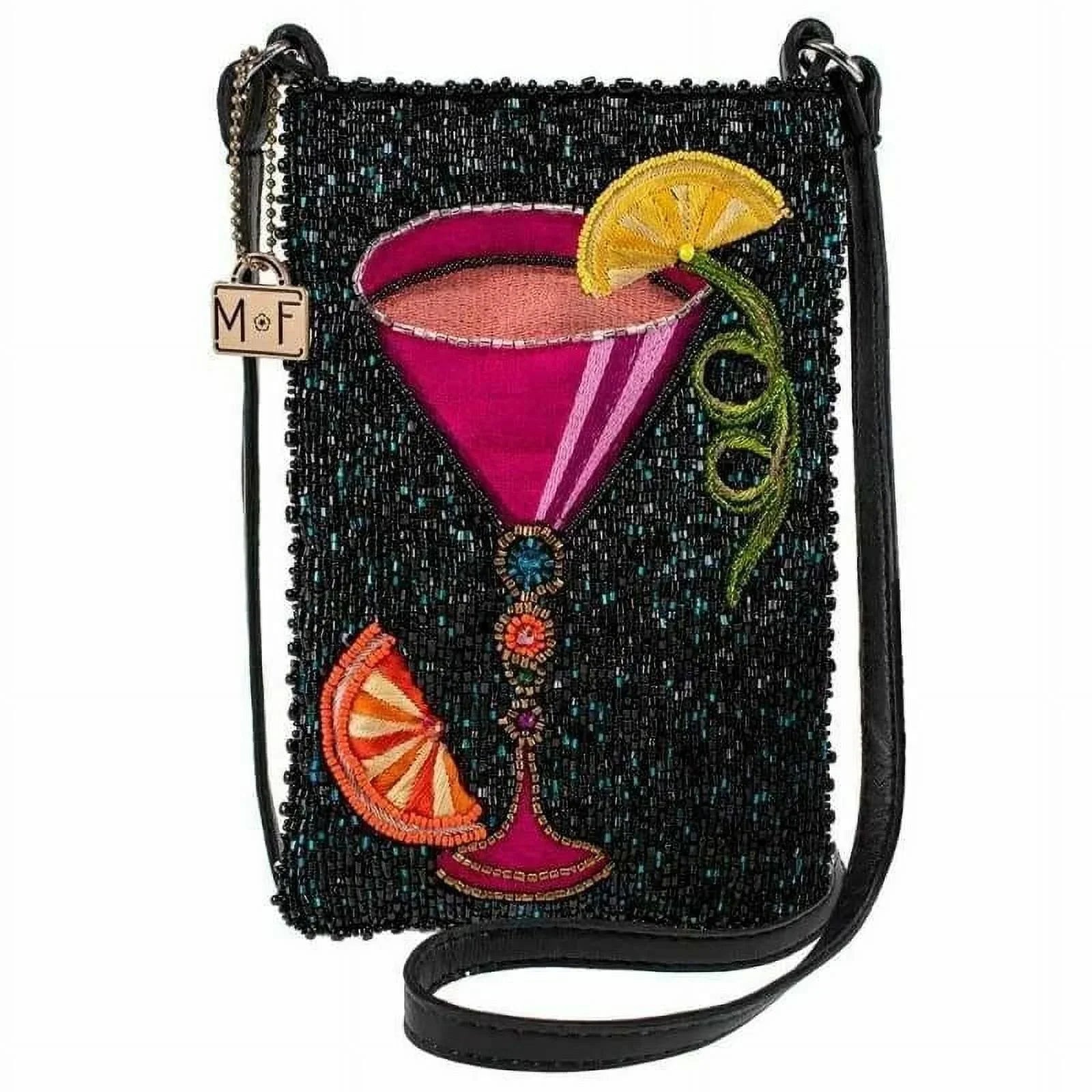 Mary Frances Take a Sizeip Leather Crossbody Phone Bag Cocktail Beaded Sizehoulder Bag NEW