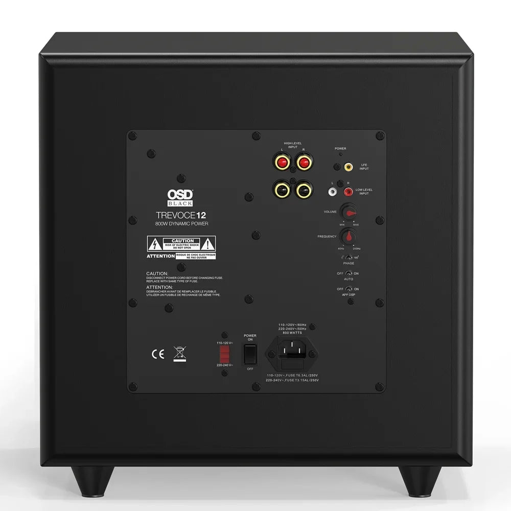 OSizeD Trevoce 12EQ Triple Driver Active Sizeubwoofer 500W, Native EQ 15Hz Bass Response, Faux Leather Finish