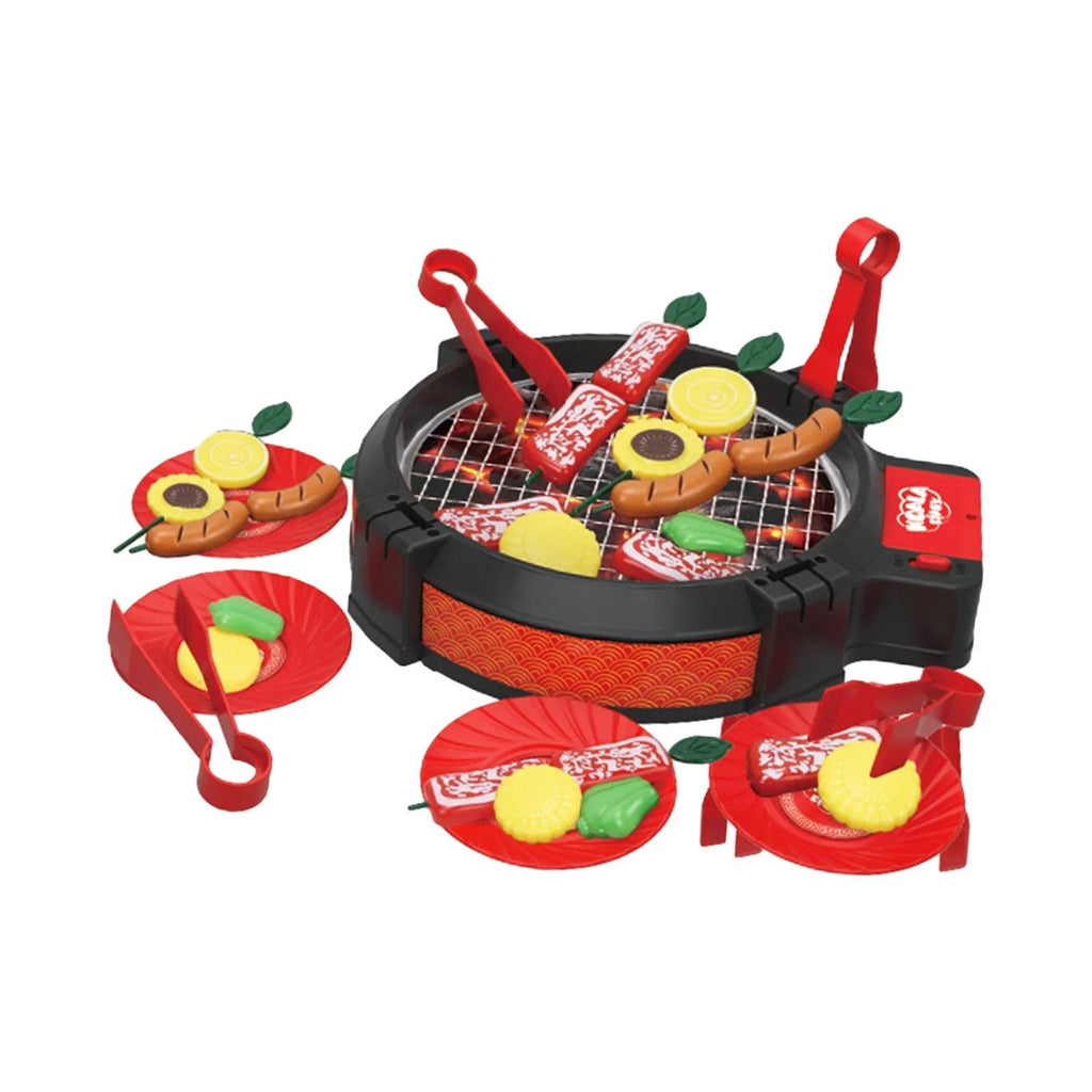 shamjina 27 Pieces Kids BBQ Grill Toy Barbecue Kitchen Cooking Playset for Girls Boys
