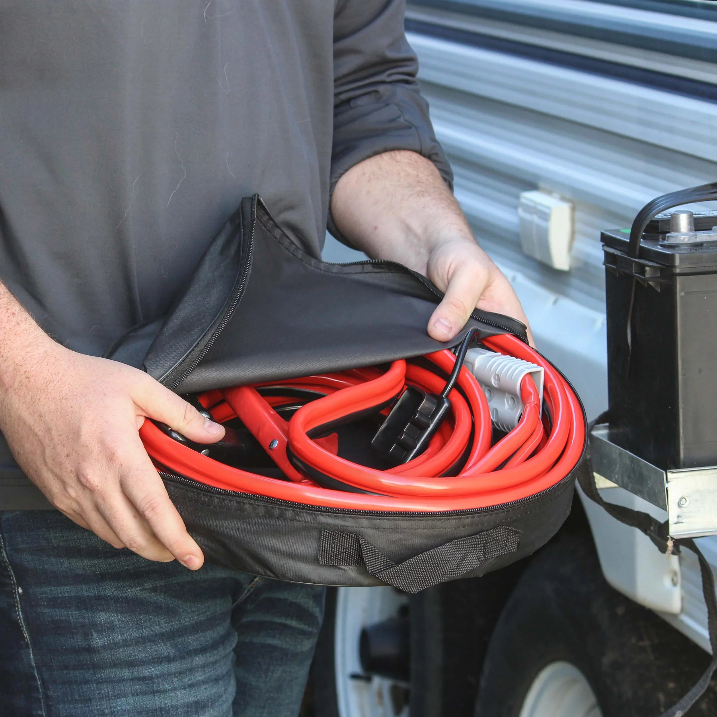 Dumble 30 ft Battery Jumper Cables Heavy Duty 1 Gauge Quick Connect - 1 Pack