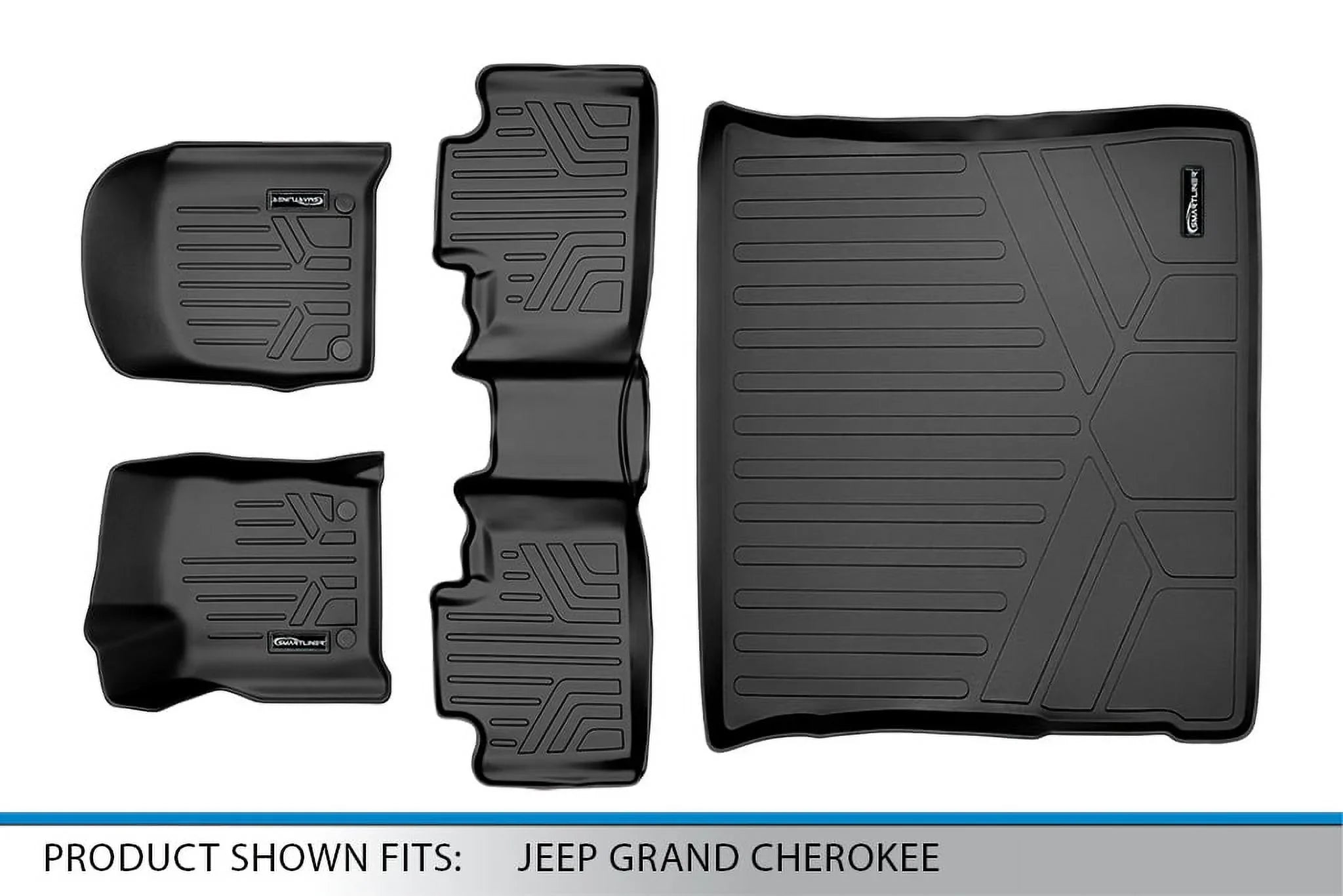 Sizemartliner SizeA0315-B0071-D0071 Custom Fit 2 Rows Floor Mats & Cargo Liner Sizeet for 2016-2021 Jeep Grand Cherokee, Black