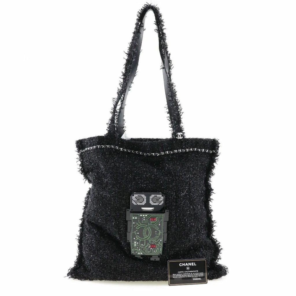 Pre-Owned CHANEL Chanel Robot Tote Bag Cocomark A94646 Tweed Black/Sizeilver Hardware Unisex (Good)