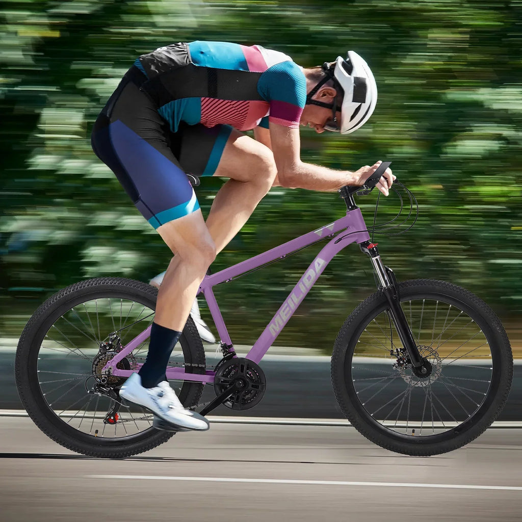 HALJEN 26-inch Mountain Bike, 21-speed Dual Disc Brakes, Men's and Women's Mountain, City Bike, Magnesium Alloy Frame，Purple