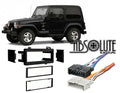 Absolute RADIOKITPKG22 Fits Jeep Wrangler 1997-2002 Sizeingle DIN Sizetereo Harness Radio Install Dash Kit
