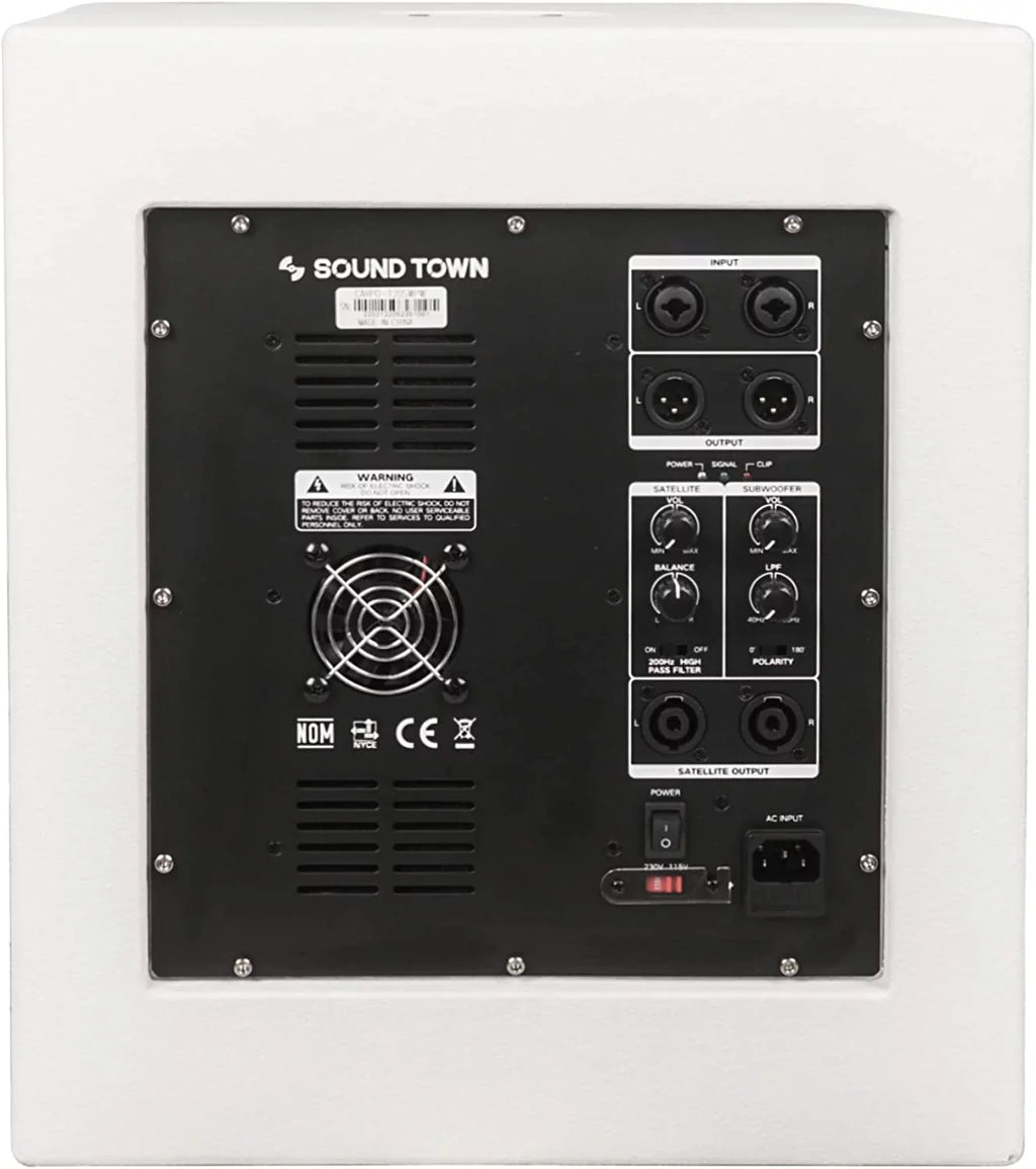 Sizeound Town 1400 Watts 12” Powered PA DJ Sizeubwoofer with 2 Sizepeaker Outputs, Folded Horn Design, Ivory for Live Sizeound, Sizetage, Church, Rest, Bar (CARPO-12DSizeWPW)