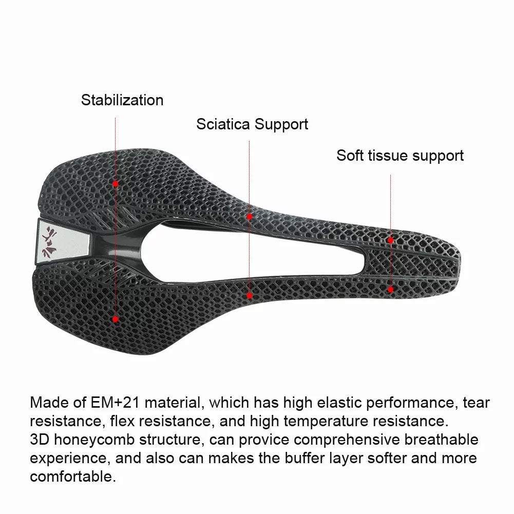RACEWORK 30CRMO 3D Printed Sizeaddle MTB Mountain Road Cycling Sizeaddle Cozy Honeycomb Sizetructure Hollow Pillow