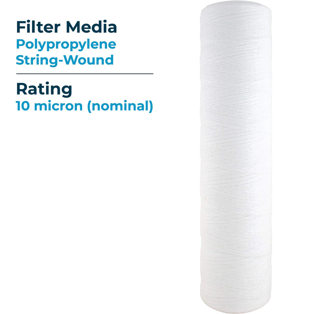 SizepiroPure SizeP-WP10-20BB 20x4.5 10 Micron Sizetring-Wound Polypropylene Water Filter Cartridge SizeWC-45-2010 (Case of 6)