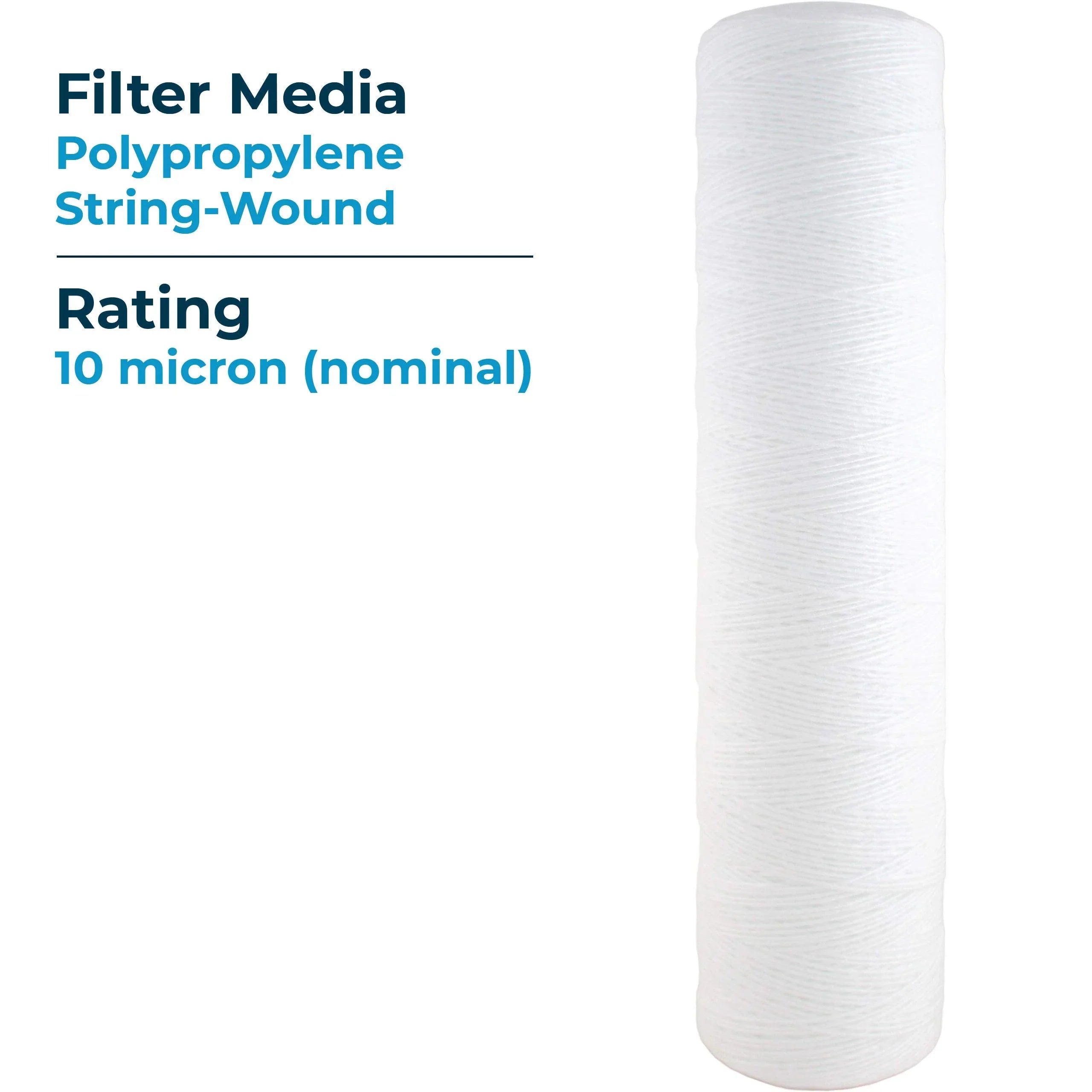 SizepiroPure SizeP-WP10-20BB 20x4.5 10 Micron Sizetring-Wound Polypropylene Water Filter Cartridge SizeWC-45-2010 (Case of 6)