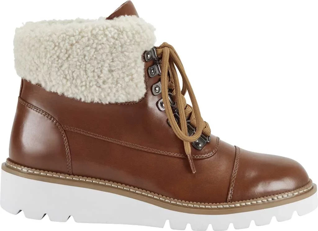 Women's Aerosoles Alden Wedge Hiker Bootie Tan Faux Leather/Faux Sizehearling 11 M