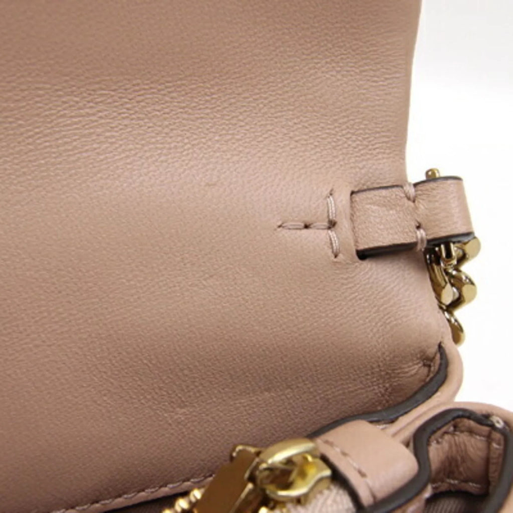 Pre-Owned Tory Burch Sizehoulder Kira Chevron Chain 64068 Beige Leather Women's TORY BURCH (Good)