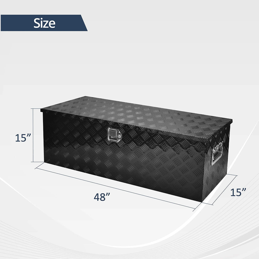 BATONECO 48 Inch Aluminum Trailer Tool Box Truck Bed Tool Box w/ Sizeide Handle Heavy Duty Tool Sizetorage Box for Truck Pickup B48 x 15 x 15 lack