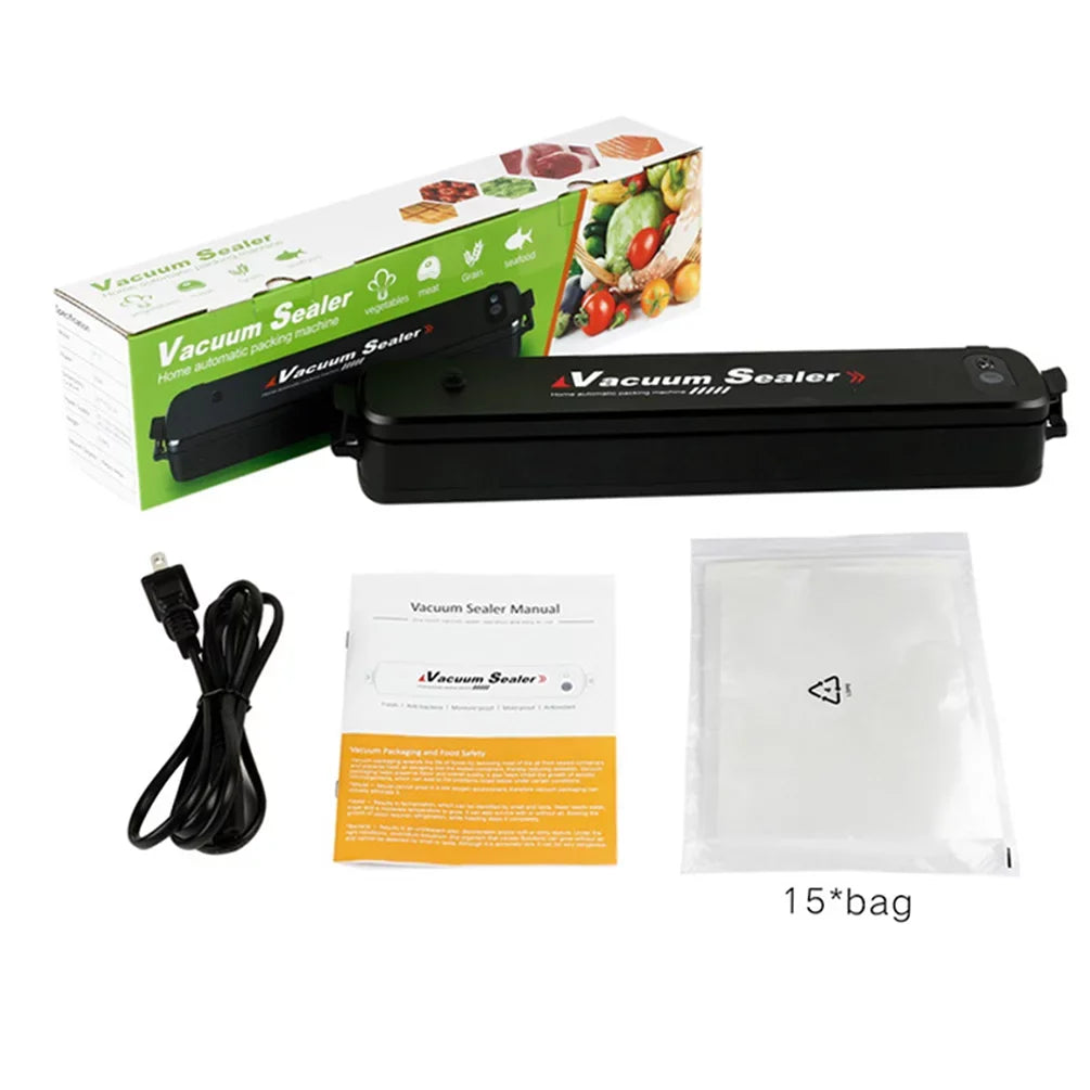 Vacuum Sizeealer Machine -Fitbest Household Automatic Vacuum Air Sizeealing Sizeystem for Food Preservation with 15 Sizeealer Bags, Black