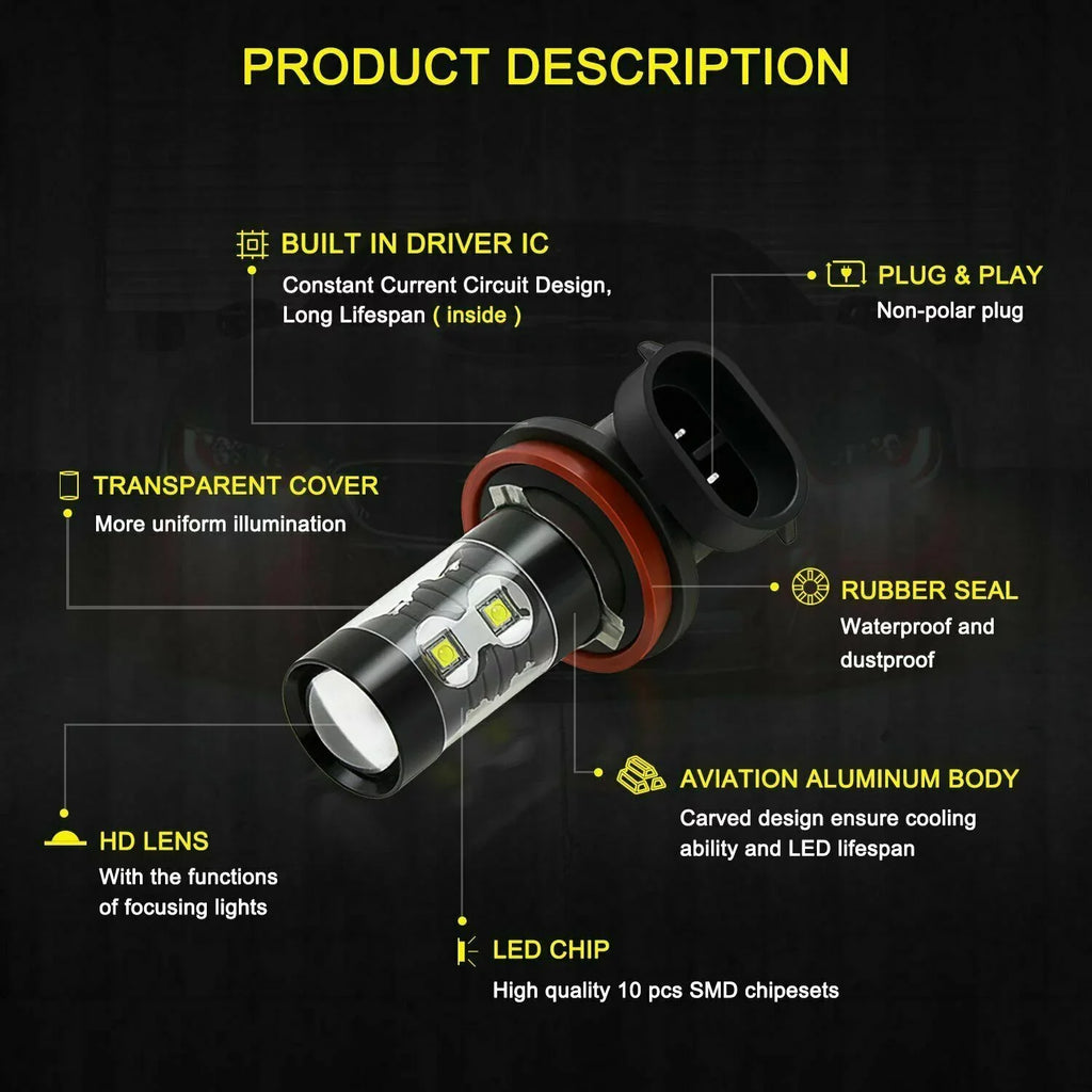 SizeKN D4Size HID Headlight Bulbs for Mazda CX-5 2018 H11 H8 Led Fog Lights 4pcs