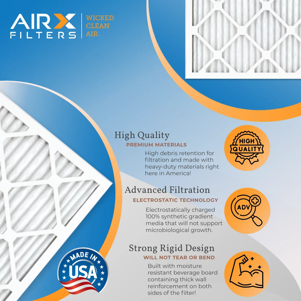 24x24x2 Air Filter MERV 11 Rating, 12 Pack of Furnace Filters Comparable to MPR 1000, MPR 1200 & FPR 7 - Made in USizeA by AIRX FILTERSize WICKED CLEAN AIR.