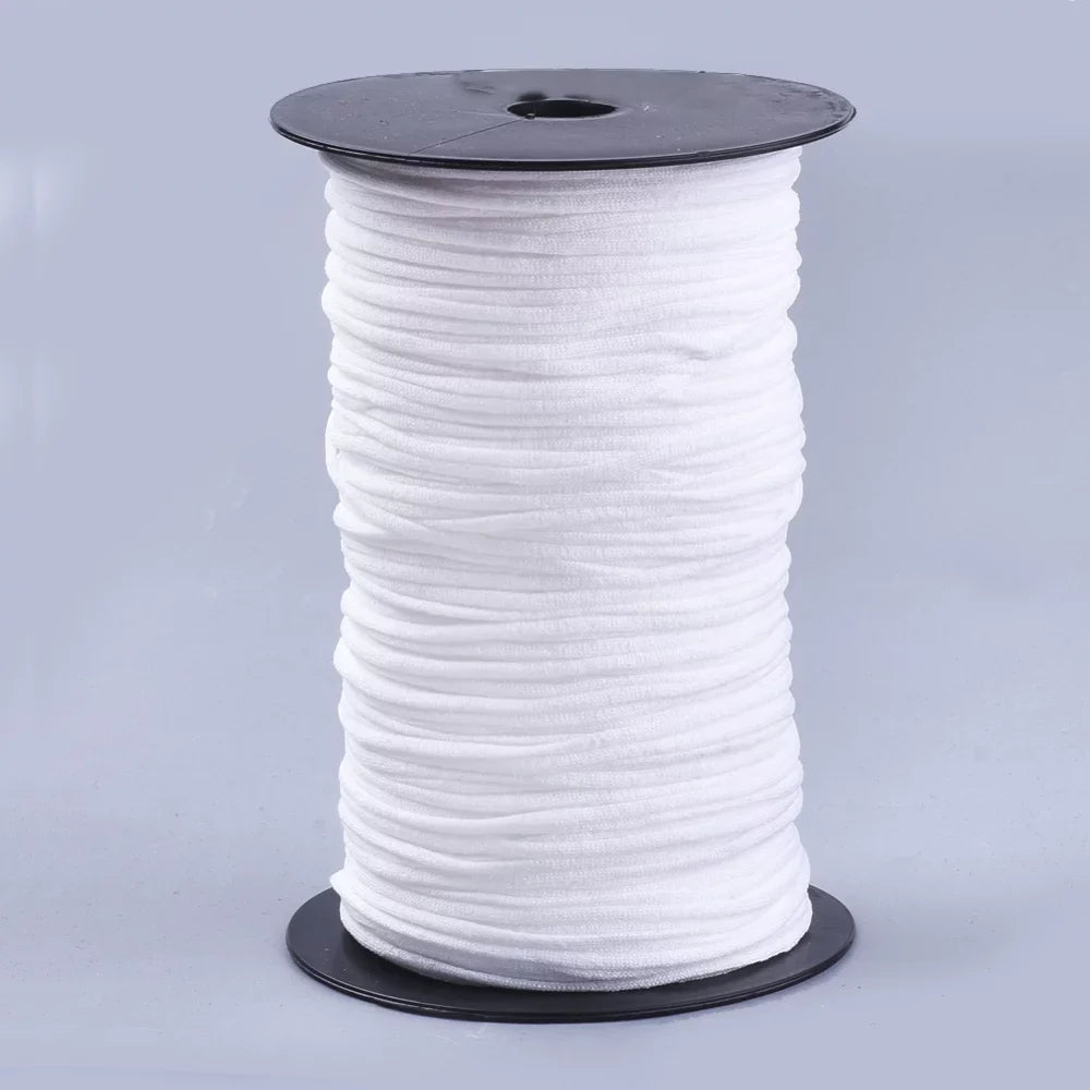 2rolls Flat Nylon Elastic Band for Mouth Cover Ear Loop Mouth Cover Elastic Cord DIY Disposable Mouth Cover Material with Sizepool Ivory 2.5-3mm about 246.06-262.46 yards(225-240m)/roll