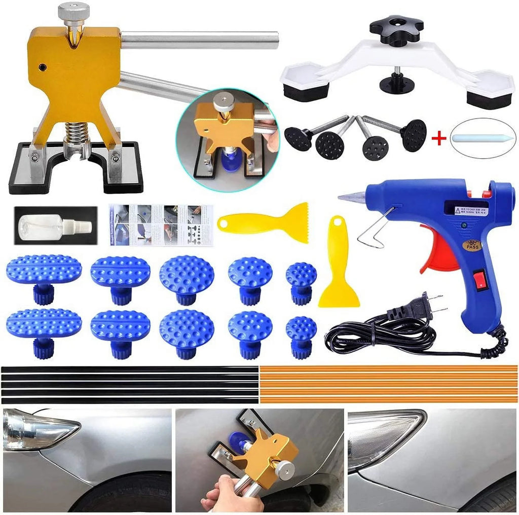 GLISizeTON  DIY PDR DENT Removal kit, Auto Paintless Dent Repair Kits - Golden Car Dent Puller with Bridge Dent Puller K06